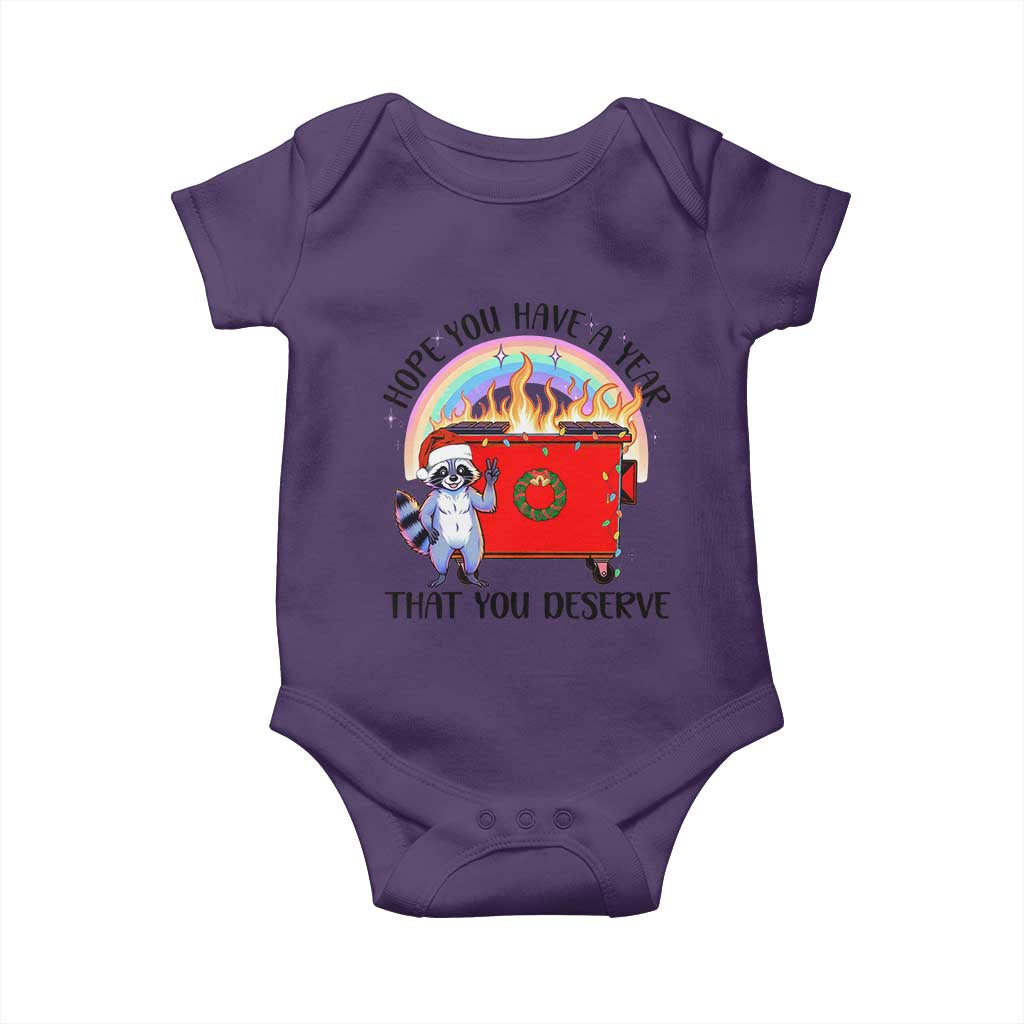 Funny Xmas Dumpster Fire Baby Onesie Hope You Have The Year You Deserve Santa Raccoon