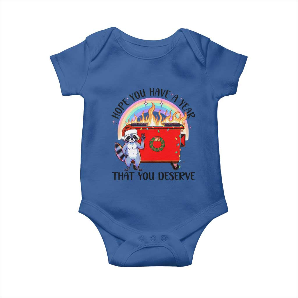 Funny Xmas Dumpster Fire Baby Onesie Hope You Have The Year You Deserve Santa Raccoon