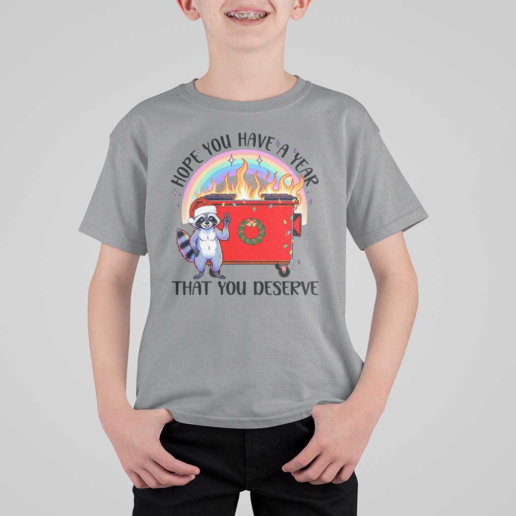 Funny Xmas Dumpster Fire T Shirt For Kid Hope You Have The Year You Deserve Santa Raccoon - Wonder Print Shop