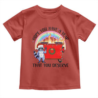 Funny Xmas Dumpster Fire Toddler T Shirt Hope You Have The Year You Deserve Santa Raccoon