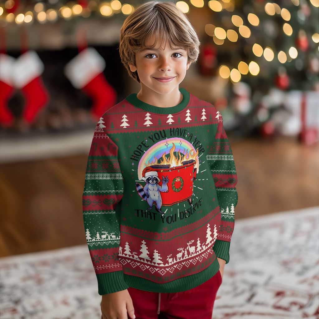 Funny Xmas Dumpster Fire Ugly Christmas Sweater Hope You Have The Year You Deserve Santa Raccoon - Wonder Print Shop