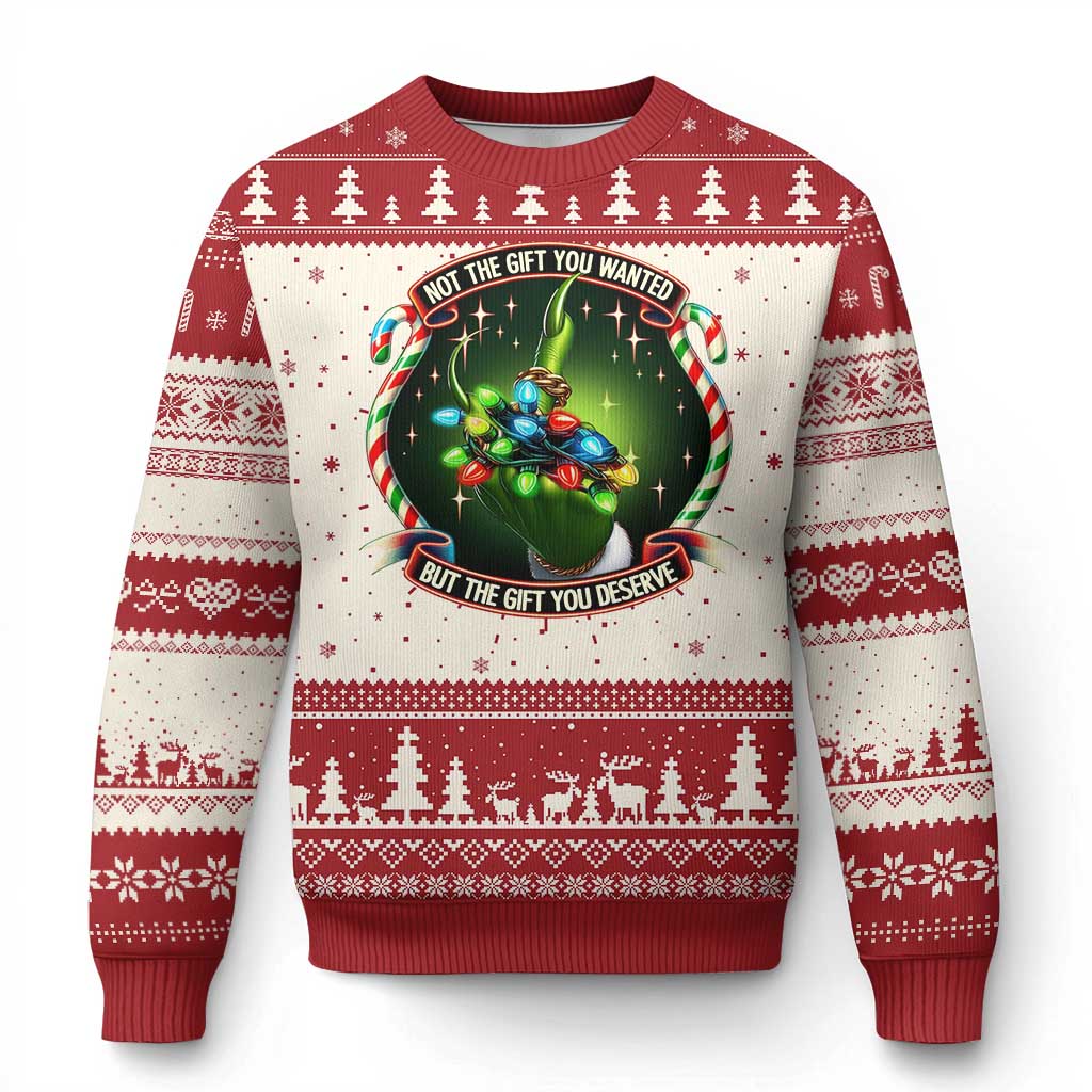 Funny Xmas Ugly Christmas Sweater Not The Gift You Wanted But The Gift You Deserve - Wonder Print Shop