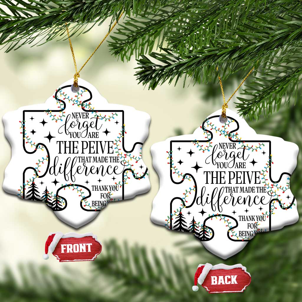 Thank You Gifts Christmas Ornament Never Forget You Are The Piece That Made The Difference - Wonder Print Shop