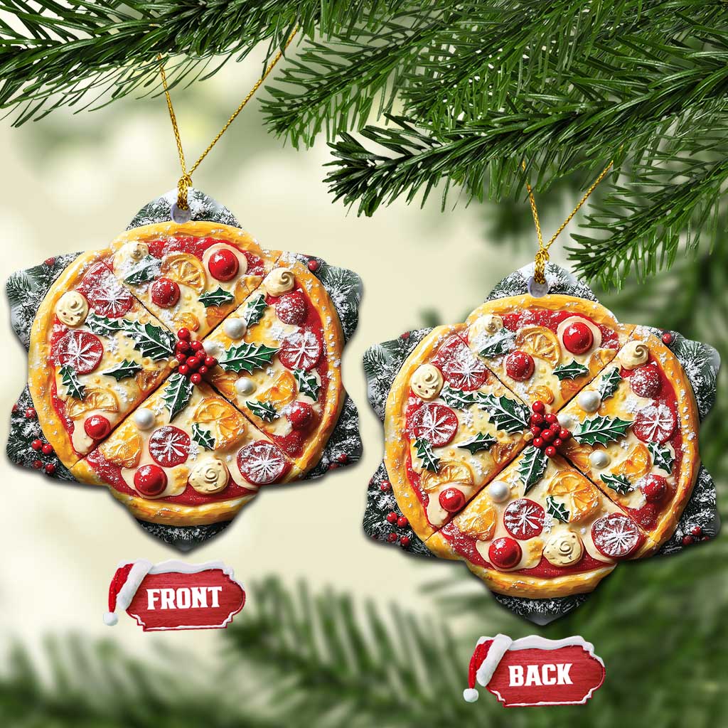 Funny Xmas Pizza Food Lover Christmas Ornament - Wonder Print Shop