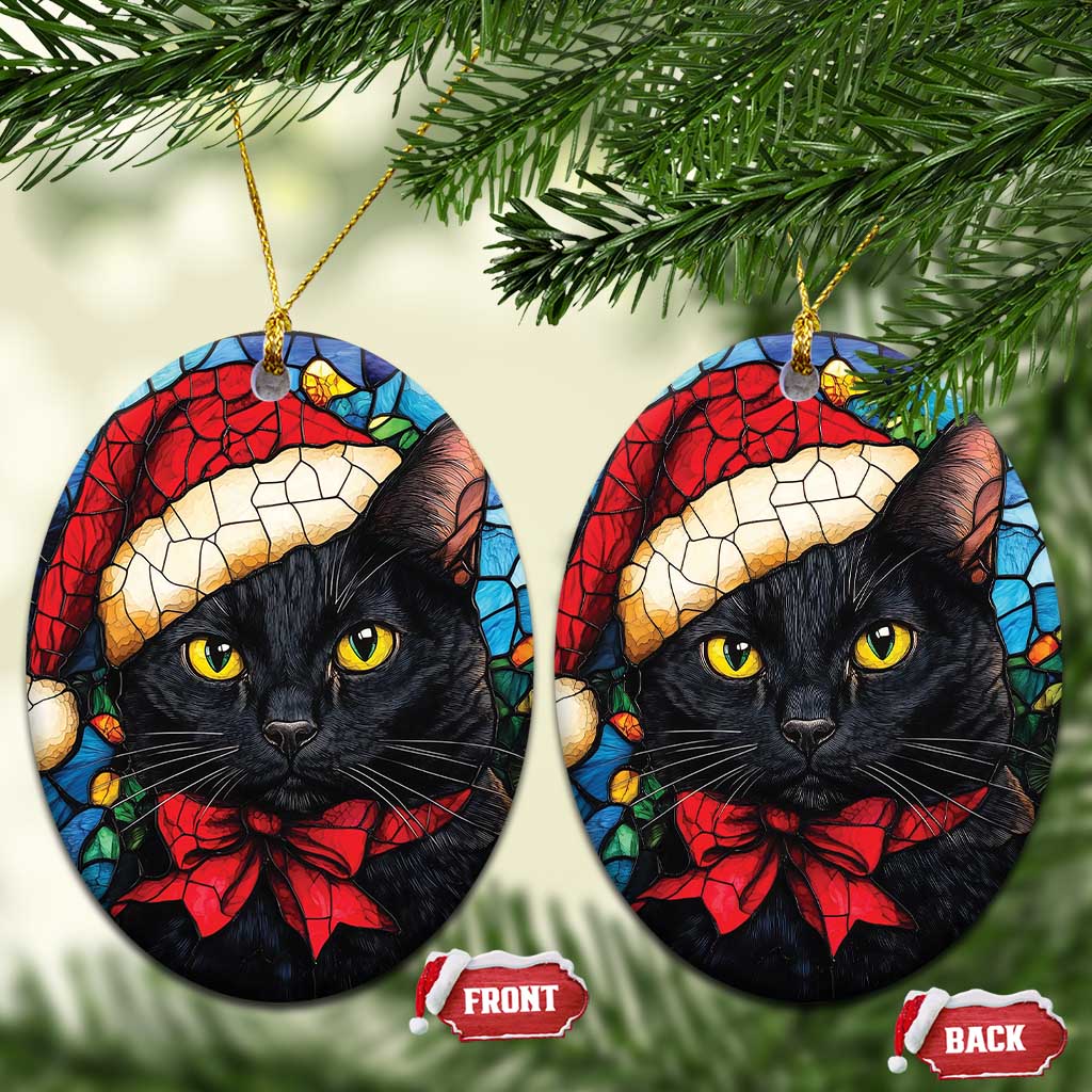Xmas Santa Black Cat Christmas Ornament - Wonder Print Shop