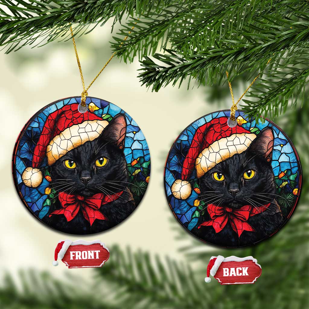 Xmas Santa Black Cat Christmas Ornament - Wonder Print Shop