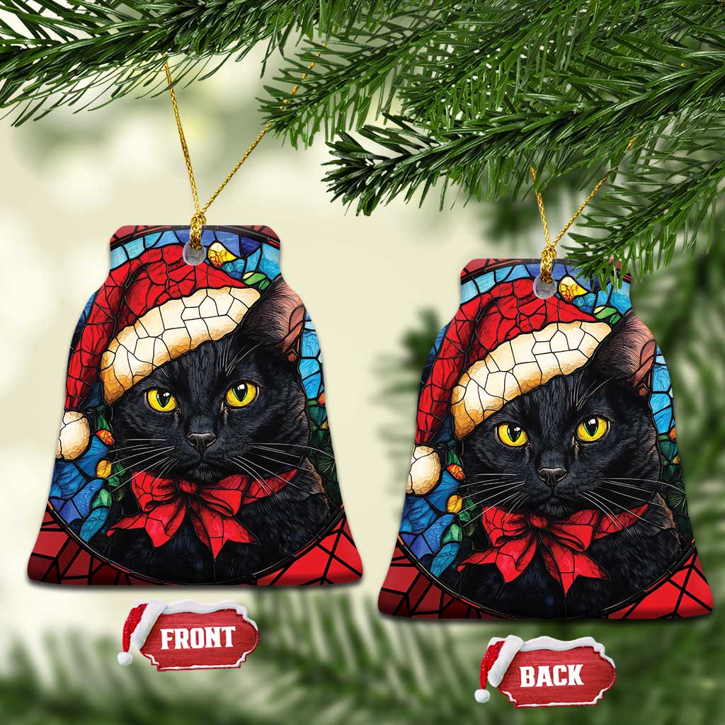 Xmas Santa Black Cat Christmas Ornament - Wonder Print Shop