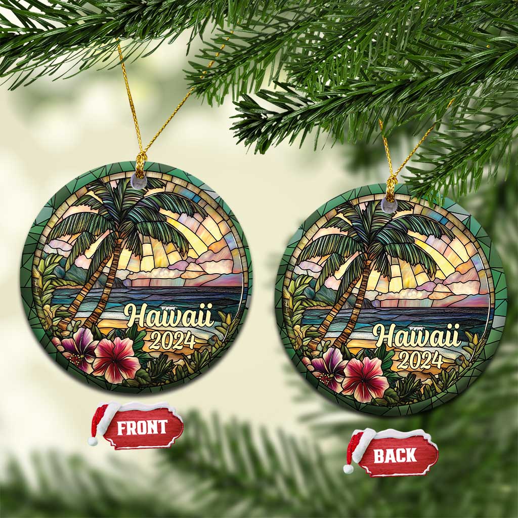 Beach Hibiscus Hawaii 2024 Christmas Ornament - Wonder Print Shop