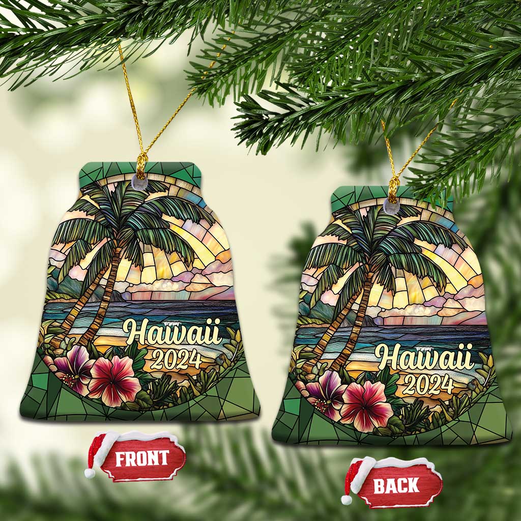 Beach Hibiscus Hawaii 2024 Christmas Ornament - Wonder Print Shop