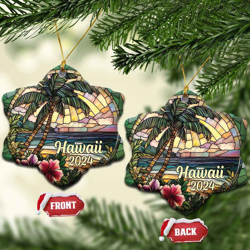 Beach Hibiscus Hawaii 2024 Christmas Ornament - Wonder Print Shop