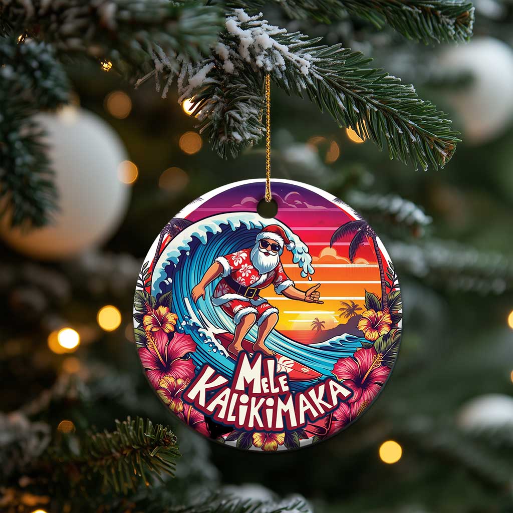 Xmas In Hawaii Christmas Ornament Hawaiian Santa Beach Lover - Wonder Print Shop