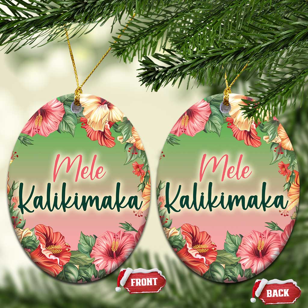 Xmas In Hawaii Christmas Ornament Mele Kalikimaka Beach Hibiscus - Wonder Print Shop