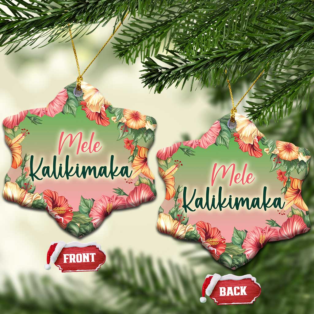 Xmas In Hawaii Christmas Ornament Mele Kalikimaka Beach Hibiscus - Wonder Print Shop