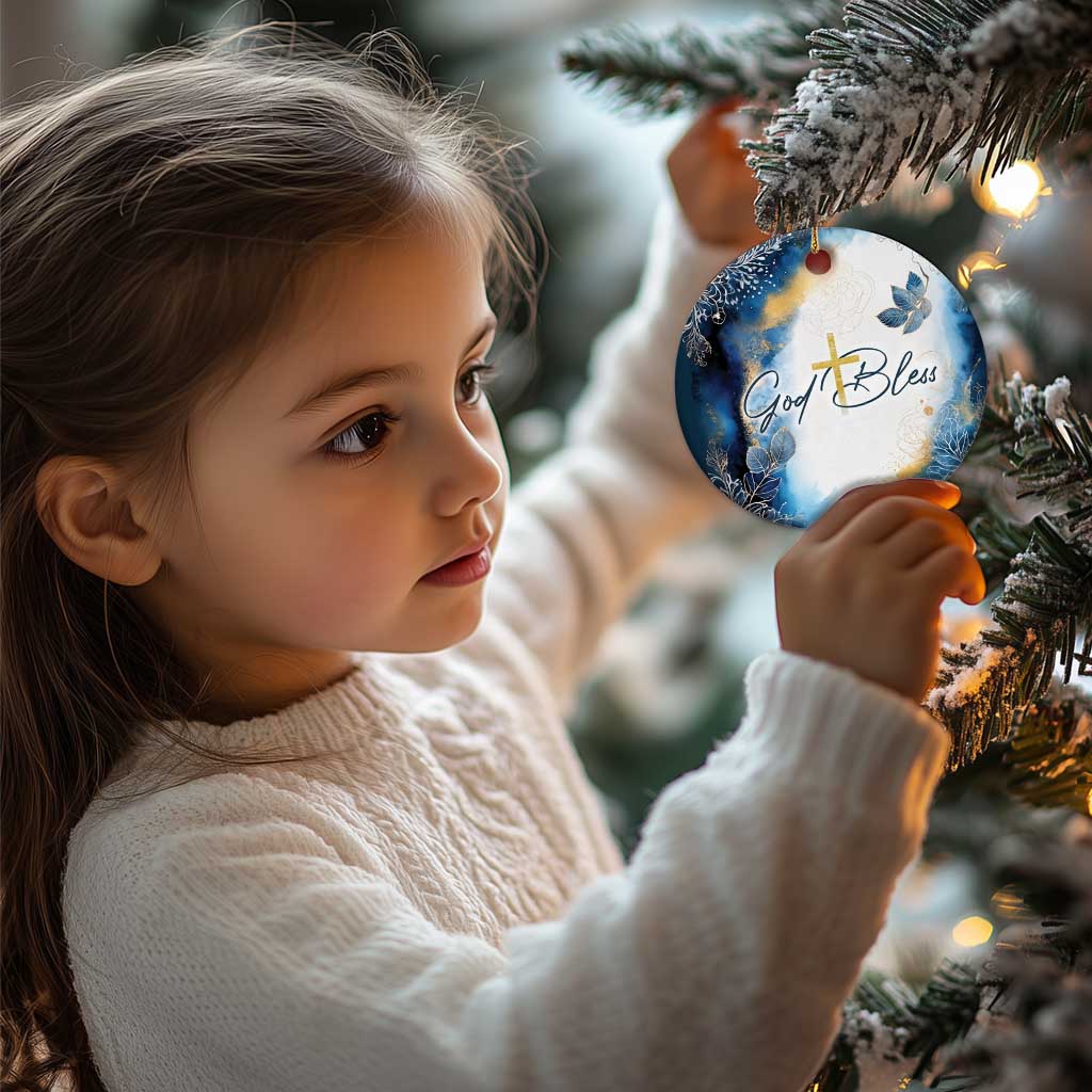 God Bless Christian Christmas Ornament - Wonder Print Shop