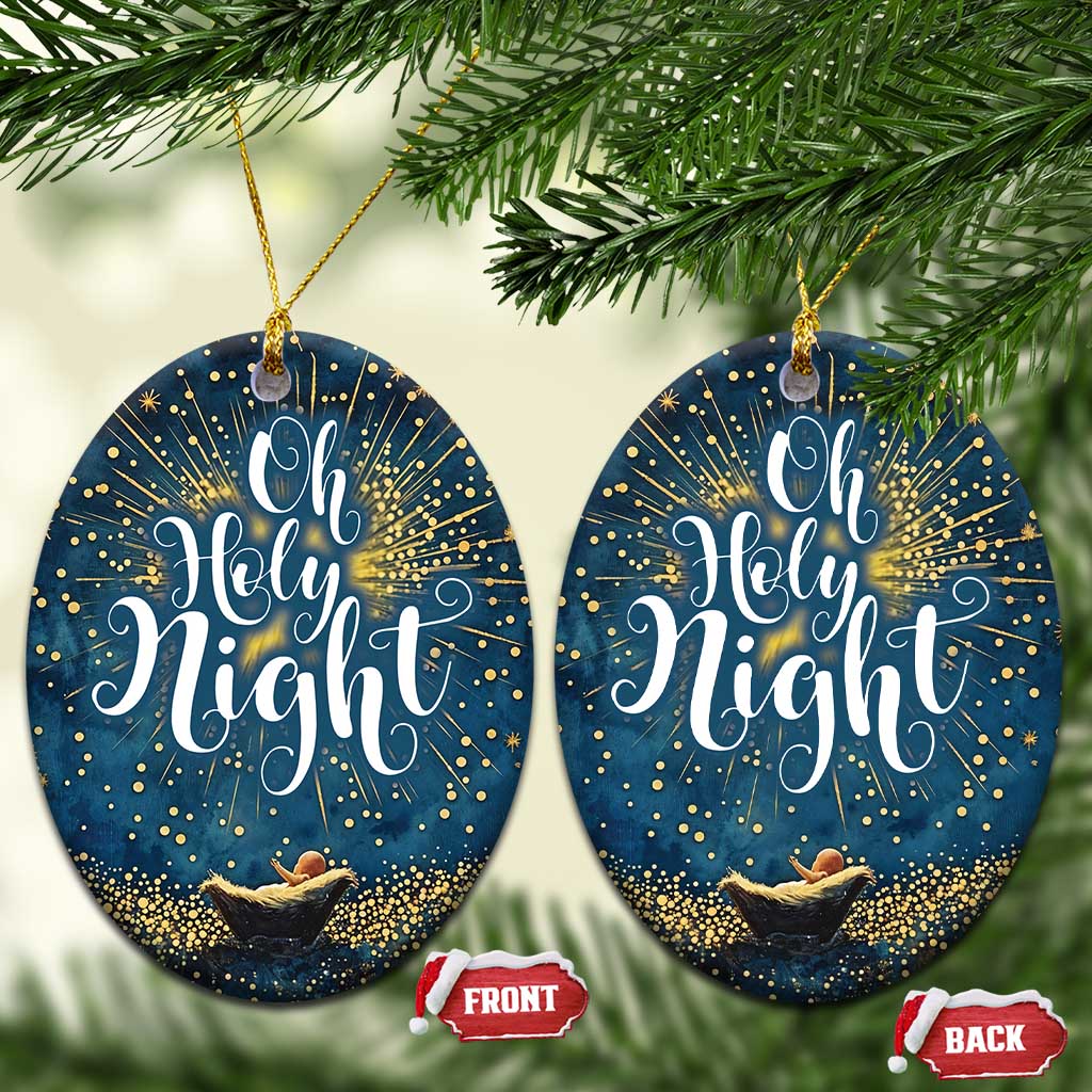 Oh Holly Night Nativity Xmas Christian Christmas Ornament - Wonder Print Shop