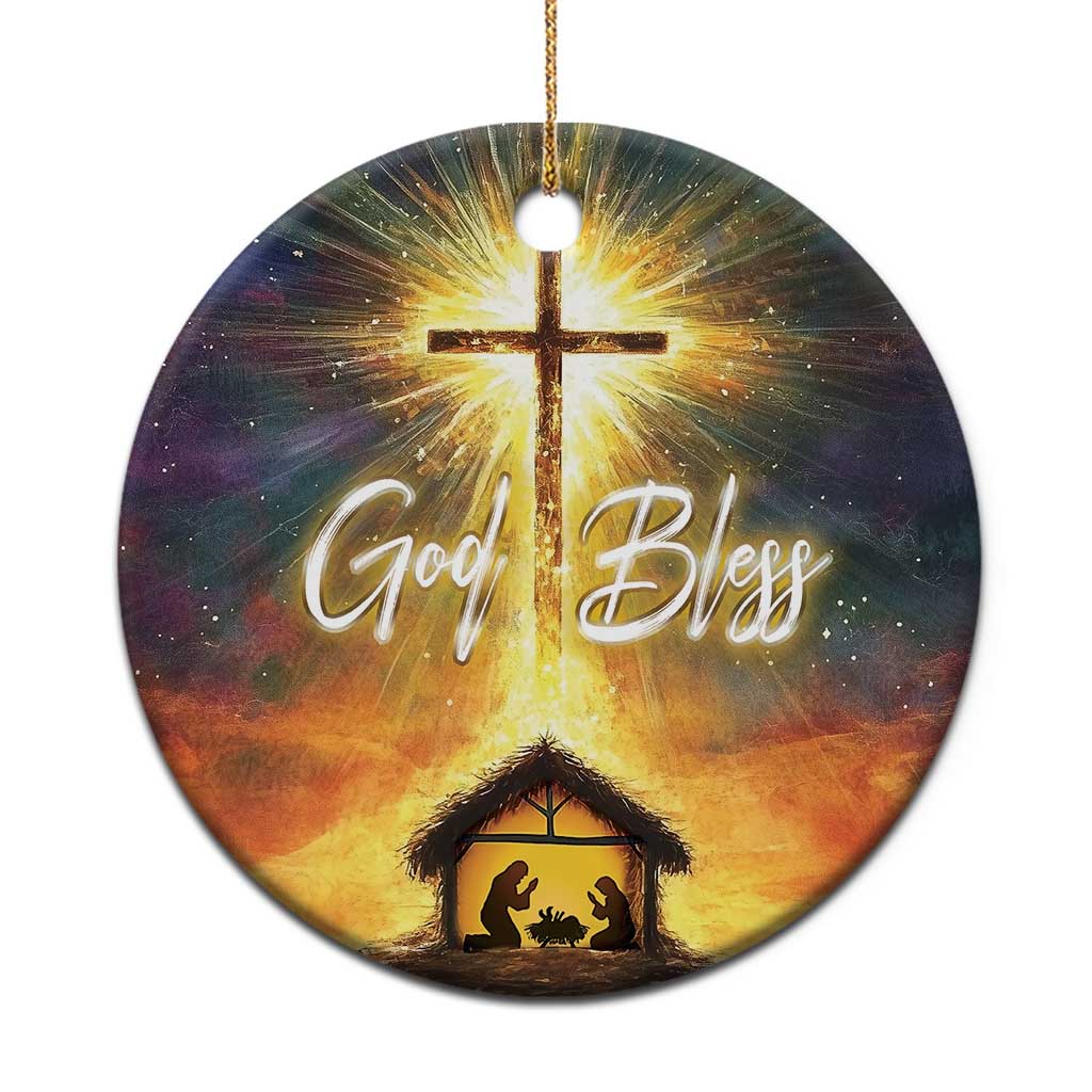 Nativity Christmas God Bless Christian Christmas Ornament - Wonder Print Shop