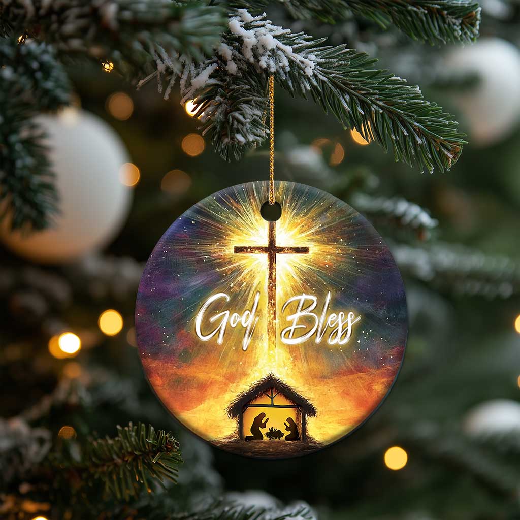 Nativity Christmas God Bless Christian Christmas Ornament - Wonder Print Shop