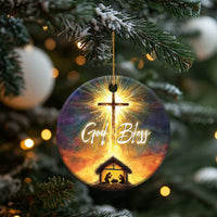 Nativity Christmas God Bless Christian Christmas Ornament - Wonder Print Shop