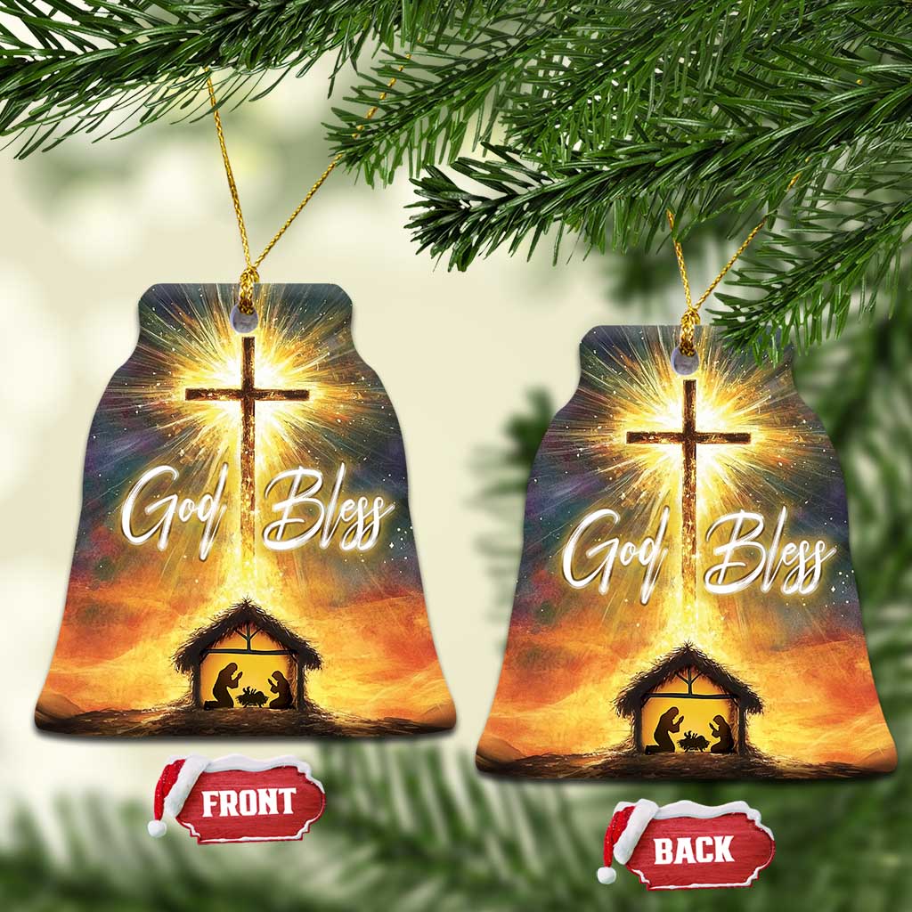 Nativity Christmas God Bless Christian Christmas Ornament - Wonder Print Shop