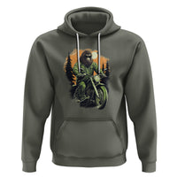 Bigfoot Biker Funny Sasquatch Riding A Motorcycle Vintage Hoodie - Wonder Print Shop