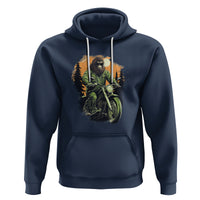 Bigfoot Biker Funny Sasquatch Riding A Motorcycle Vintage Hoodie - Wonder Print Shop