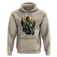 Bigfoot Biker Funny Sasquatch Riding A Motorcycle Vintage Hoodie - Wonder Print Shop