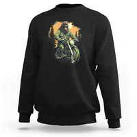 Bigfoot Biker Funny Sasquatch Riding A Motorcycle Vintage Sweatshirt - Wonder Print Shop
