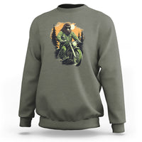 Bigfoot Biker Funny Sasquatch Riding A Motorcycle Vintage Sweatshirt - Wonder Print Shop