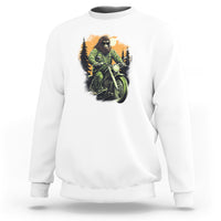 Bigfoot Biker Funny Sasquatch Riding A Motorcycle Vintage Sweatshirt - Wonder Print Shop
