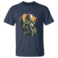 Bigfoot Biker Funny Sasquatch Riding A Motorcycle Vintage T Shirt - Wonder Print Shop