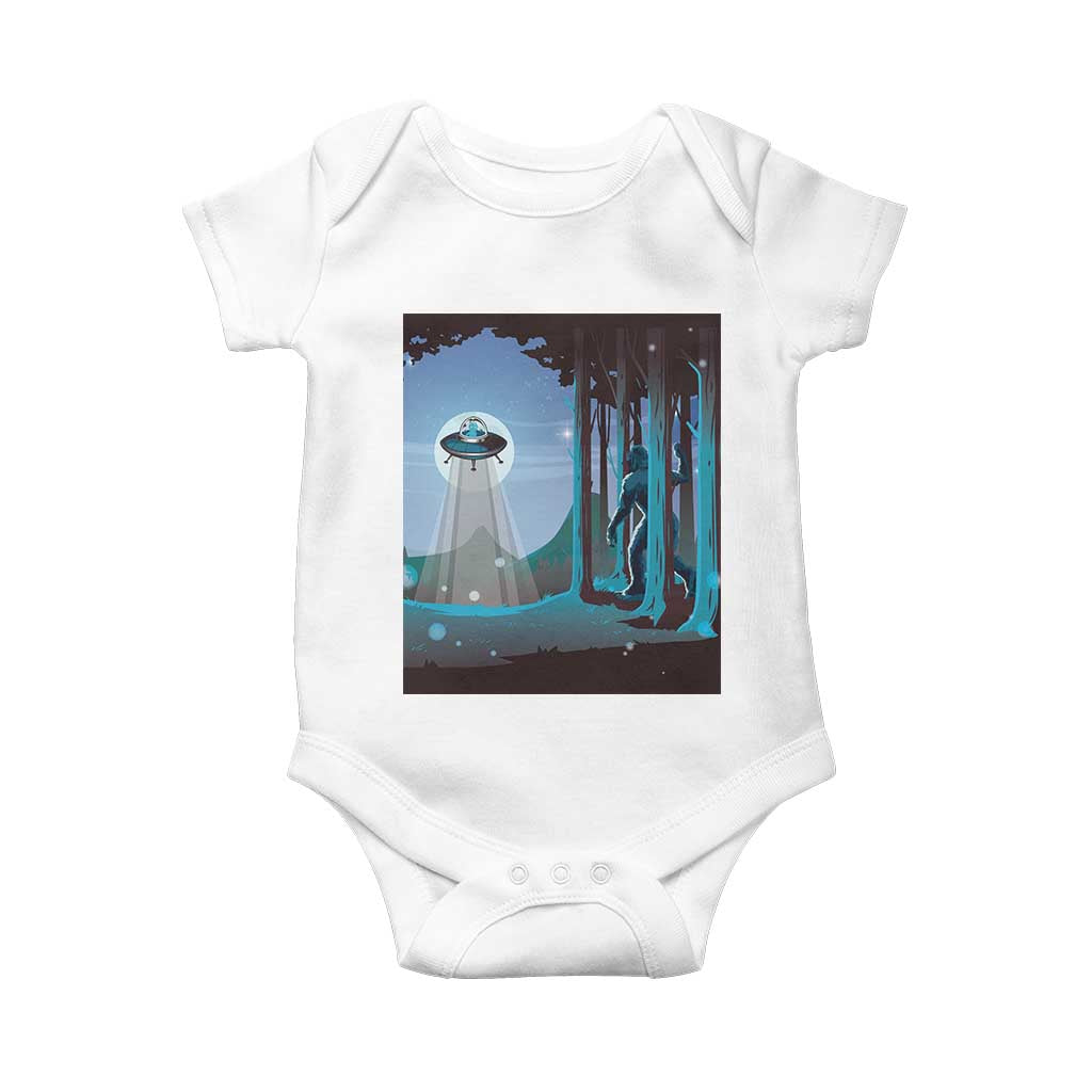 Bigfoot Hiding From Alien UFO Funny Sasquatch Baby Onesie