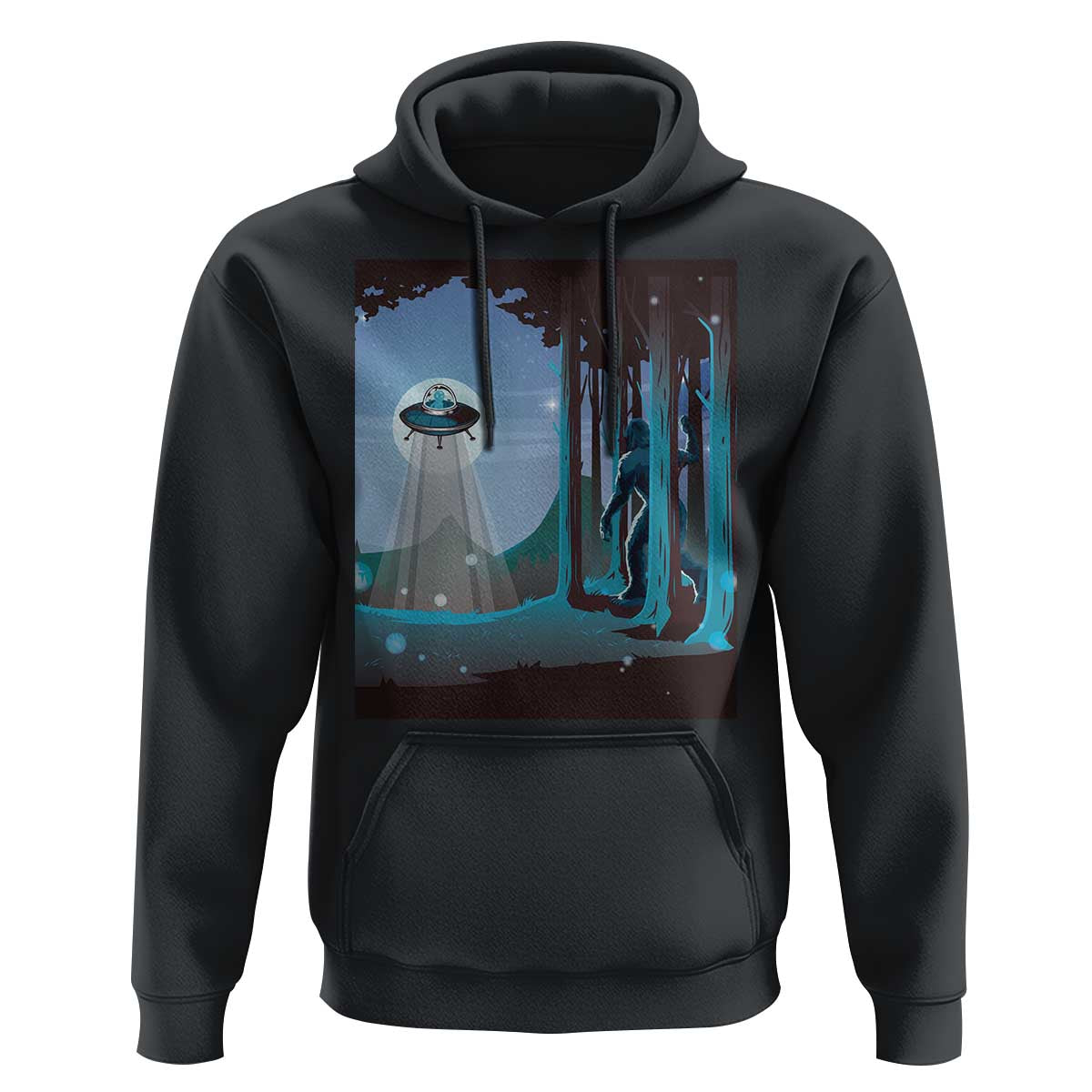Bigfoot Hiding From Alien UFO Funny Sasquatch Hoodie