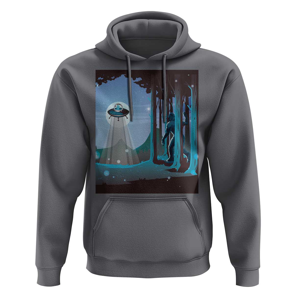 Bigfoot Hiding From Alien UFO Funny Sasquatch Hoodie