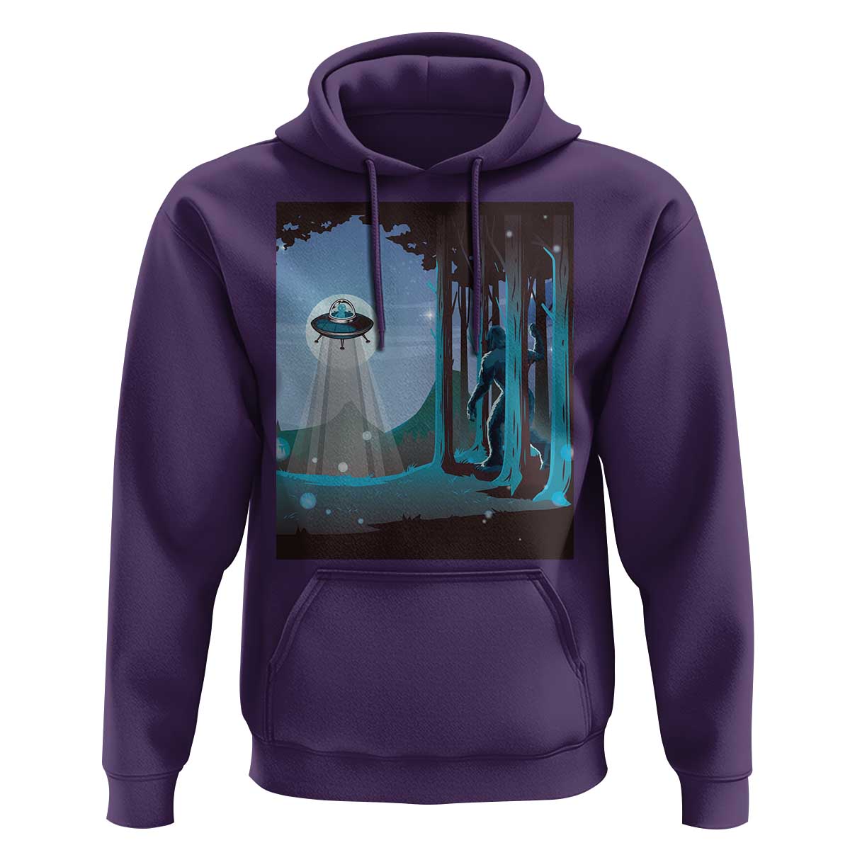 Bigfoot Hiding From Alien UFO Funny Sasquatch Hoodie