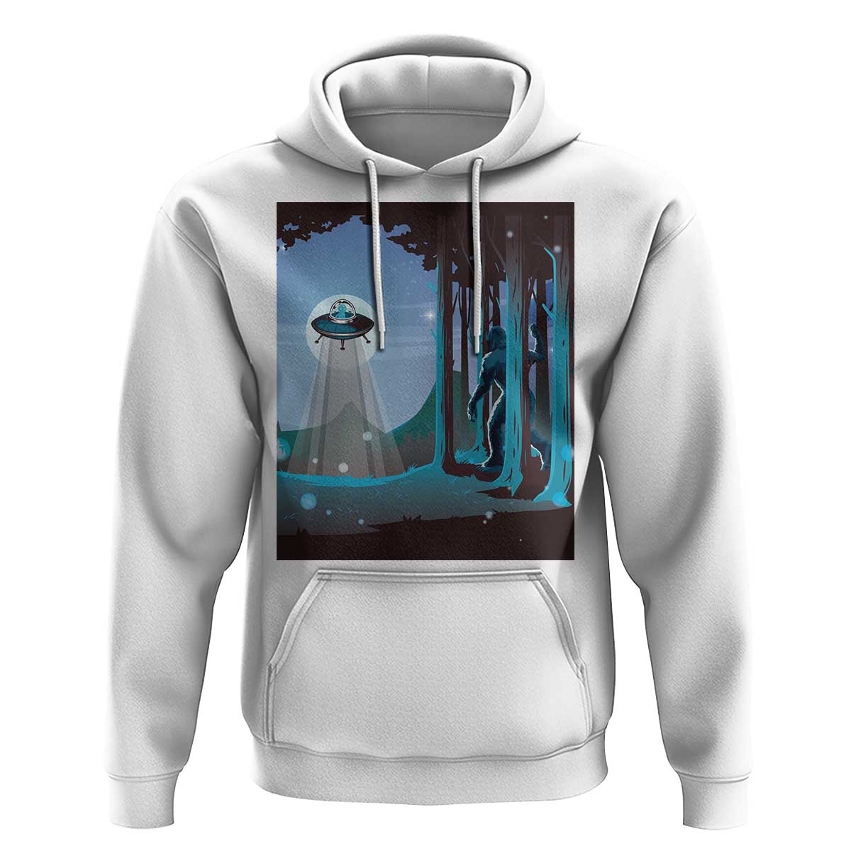 Bigfoot Hiding From Alien UFO Funny Sasquatch Hoodie