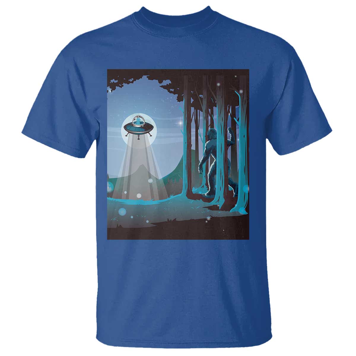 Bigfoot Hiding From Alien UFO Funny Sasquatch T Shirt