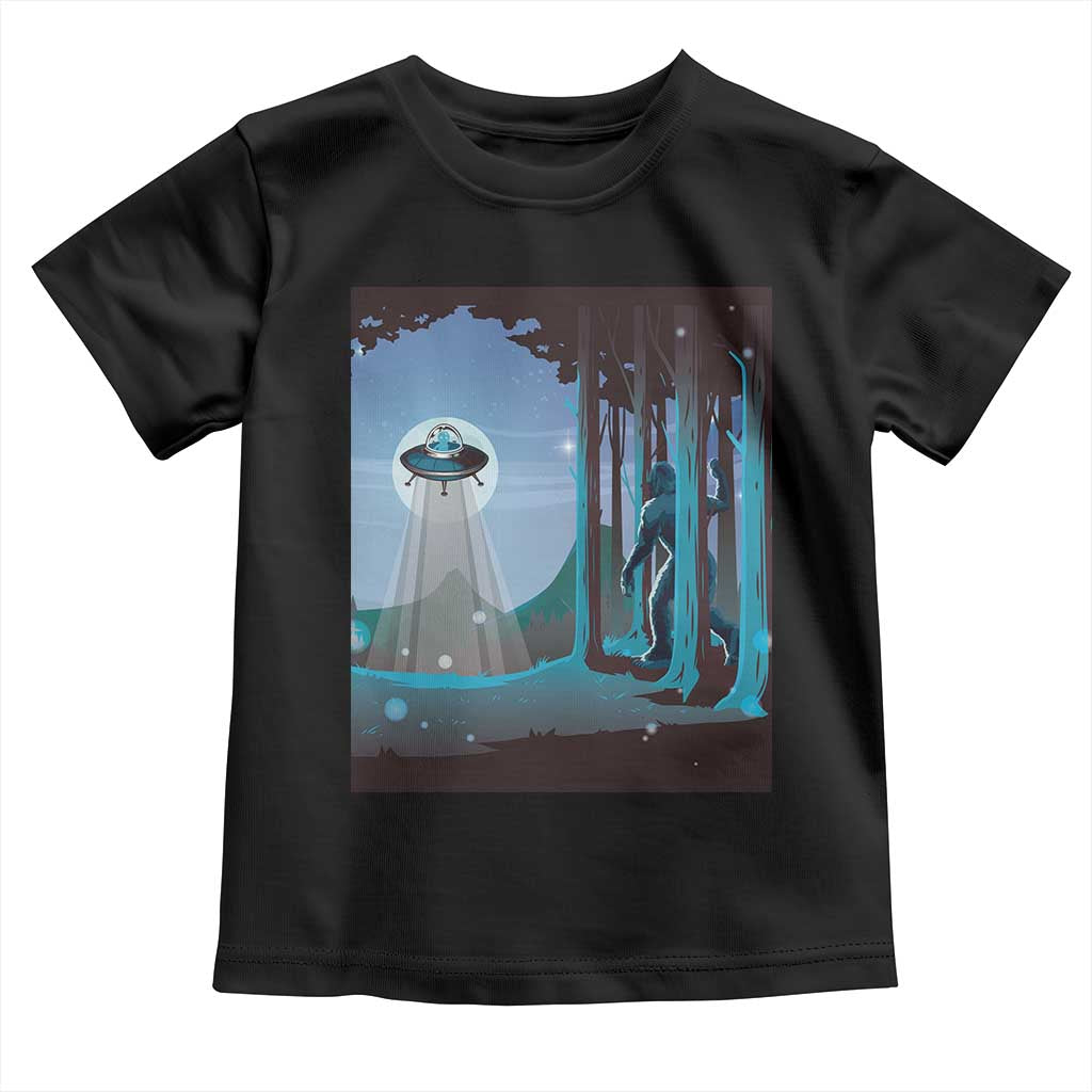 Bigfoot Hiding From Alien UFO Funny Sasquatch Toddler T Shirt