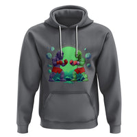 Bigfoot VS Alien Boxing Funny Sasquatch UFO Hoodie - Wonder Print Shop