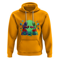 Bigfoot VS Alien Boxing Funny Sasquatch UFO Hoodie - Wonder Print Shop