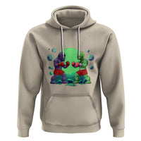 Bigfoot VS Alien Boxing Funny Sasquatch UFO Hoodie - Wonder Print Shop