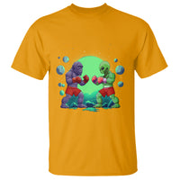 Bigfoot VS Alien Boxing Funny Sasquatch UFO T Shirt - Wonder Print Shop