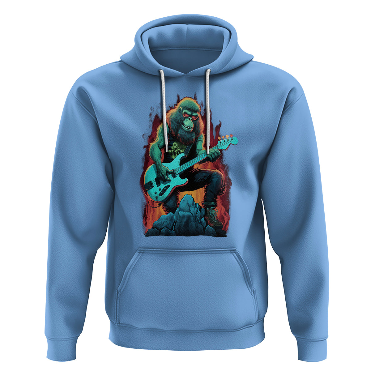 Rocking On Bigfoot Sasquatch Loves Rock And Roll Hoodie - Wonder Print Shop