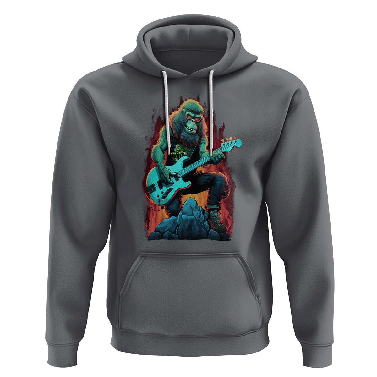 Rocking On Bigfoot Sasquatch Loves Rock And Roll Hoodie - Wonder Print Shop