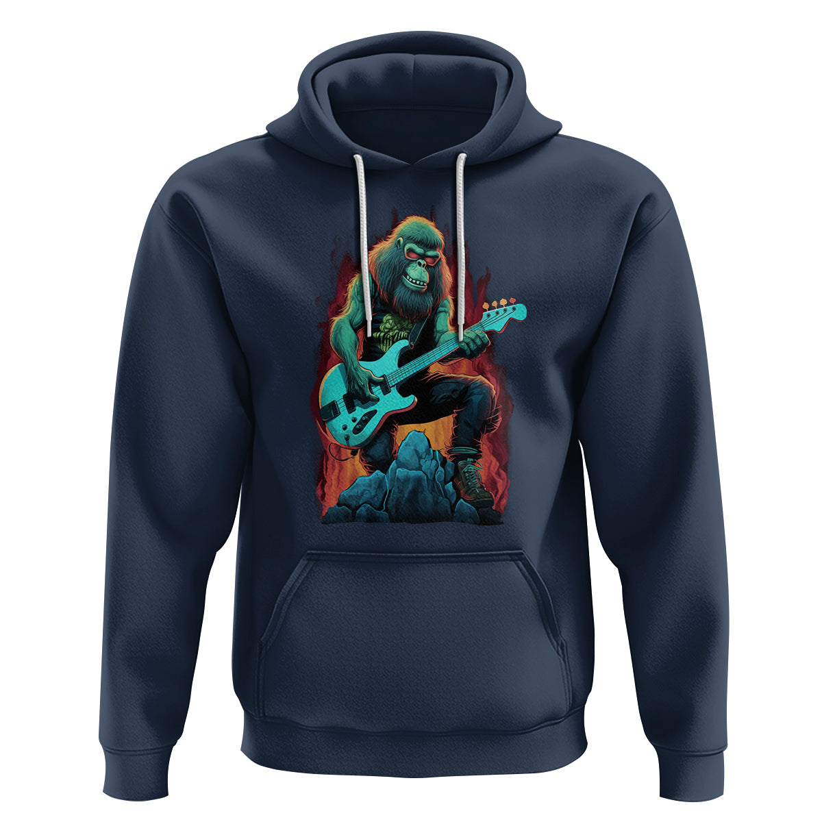 Rocking On Bigfoot Sasquatch Loves Rock And Roll Hoodie - Wonder Print Shop