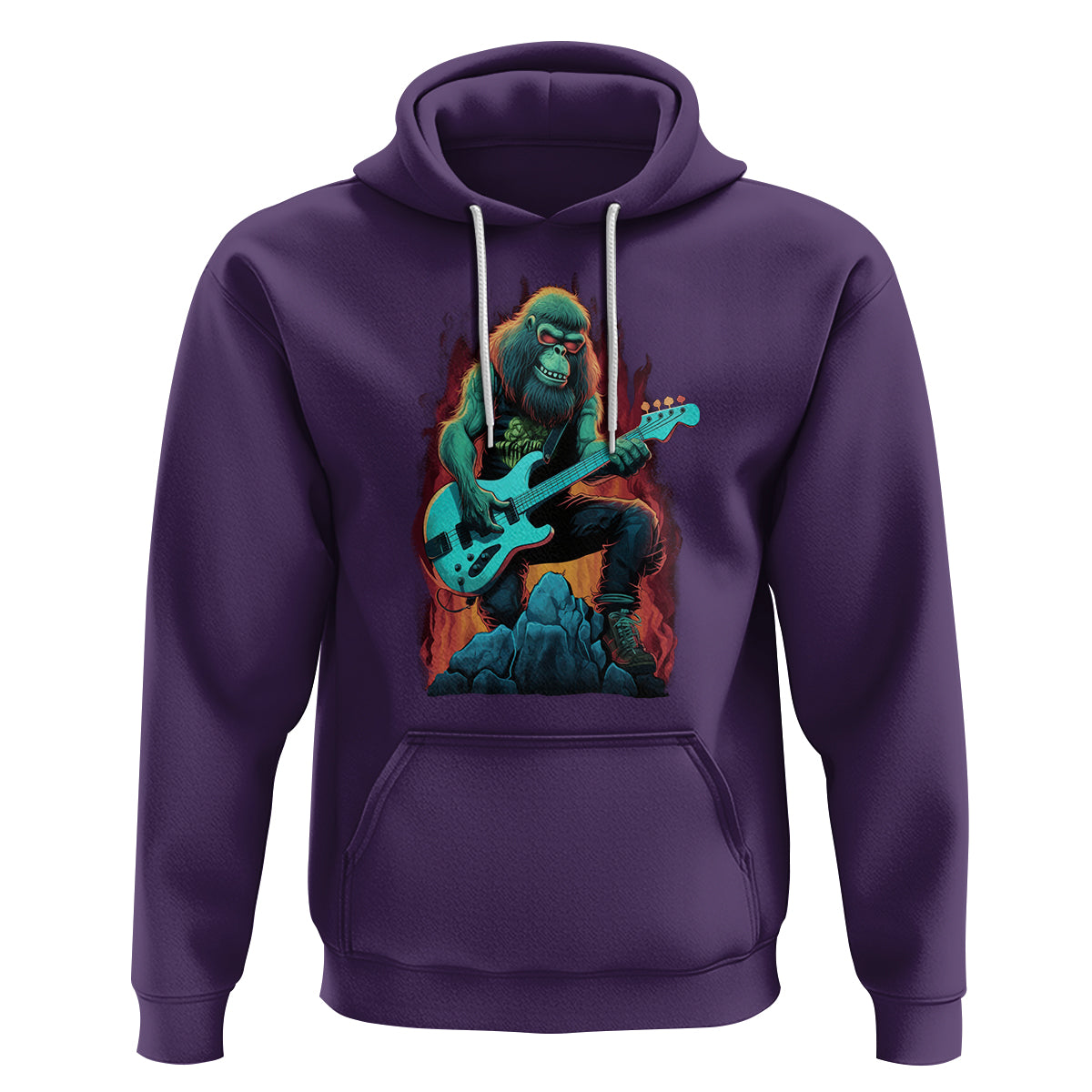 Rocking On Bigfoot Sasquatch Loves Rock And Roll Hoodie - Wonder Print Shop