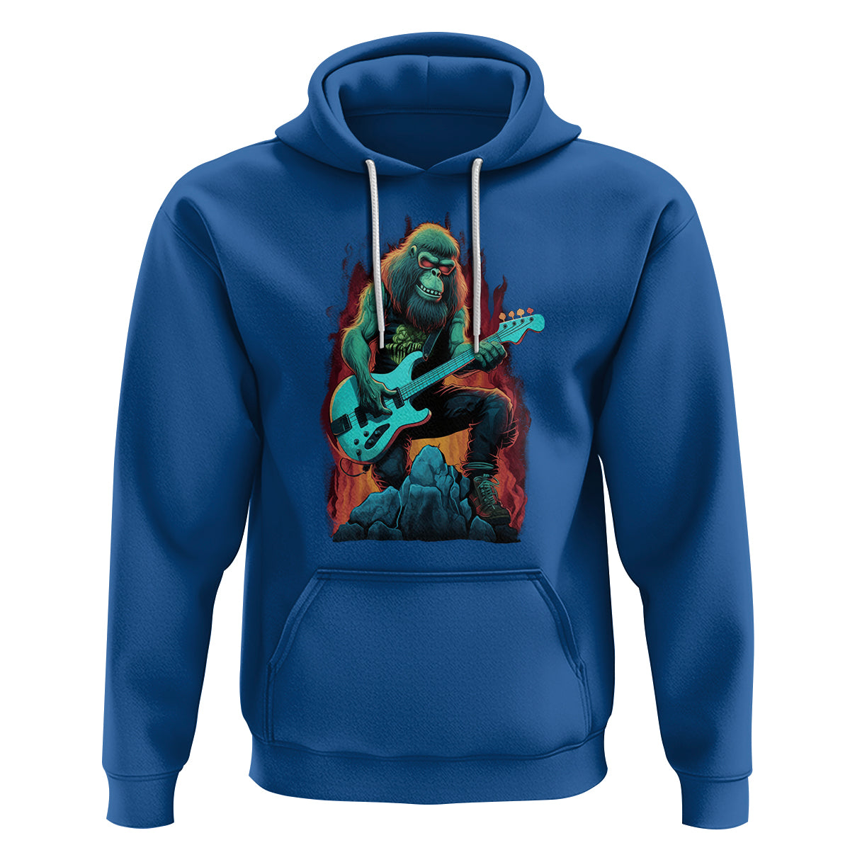 Rocking On Bigfoot Sasquatch Loves Rock And Roll Hoodie - Wonder Print Shop