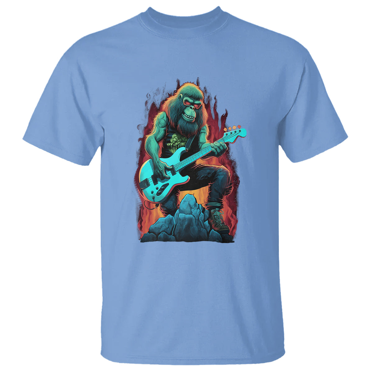 Rocking On Bigfoot Sasquatch Loves Rock And Roll T Shirt - Wonder Print Shop