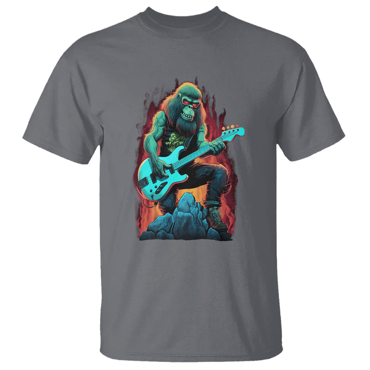 Rocking On Bigfoot Sasquatch Loves Rock And Roll T Shirt - Wonder Print Shop