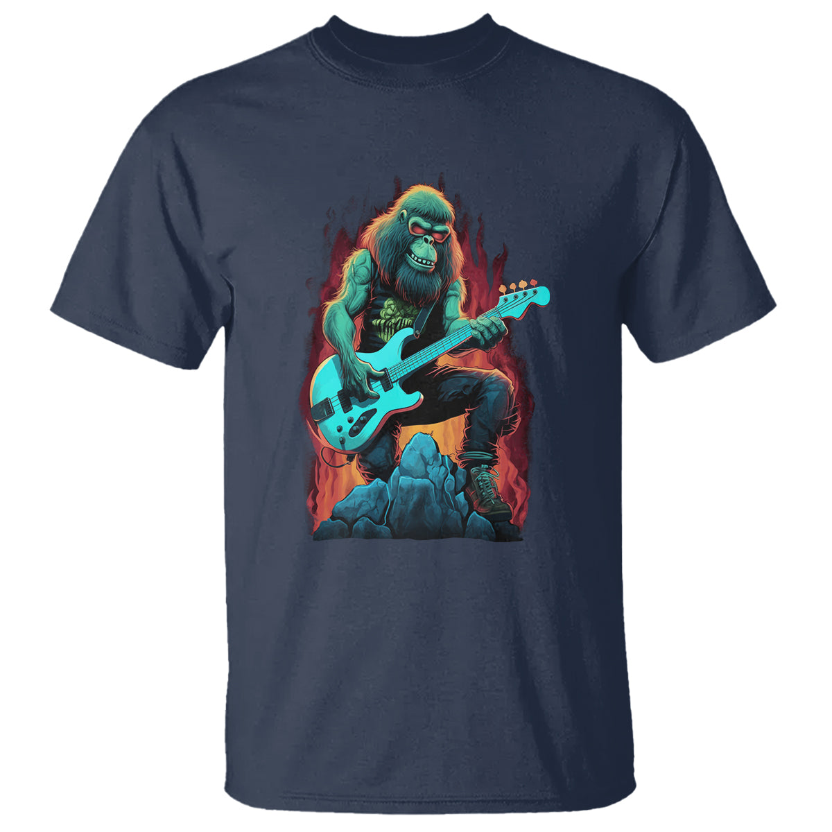 Rocking On Bigfoot Sasquatch Loves Rock And Roll T Shirt - Wonder Print Shop