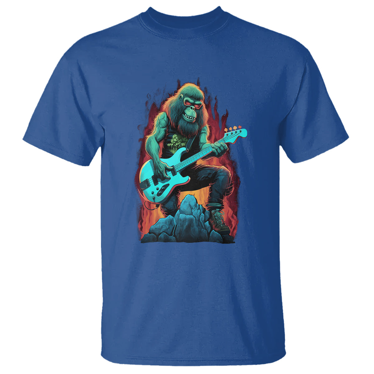 Rocking On Bigfoot Sasquatch Loves Rock And Roll T Shirt - Wonder Print Shop